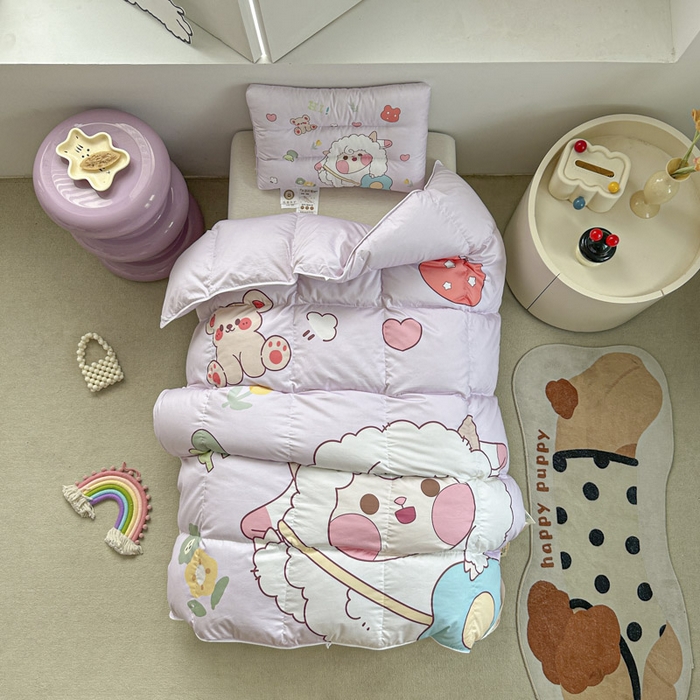 91家纺网 家纺一手货源 找家纺 暖羽屋羽绒馆 2025新款羽绒丝被芯春秋羽毛被儿童羽绒被子白鹅绒被芯婴幼儿园1.5米1.2米冬被 开心快乐