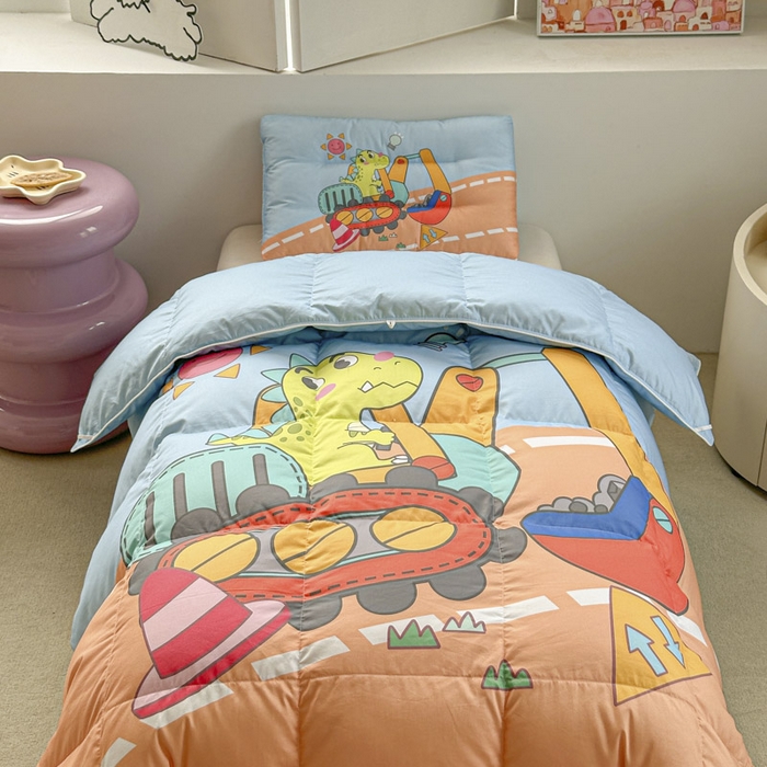 91家纺网 家纺一手货源 找家纺 暖羽屋羽绒馆 2025新款羽绒丝被芯春秋羽毛被儿童羽绒被子白鹅绒被芯婴幼儿园1.5米1.2米冬被 恐龙挖掘机