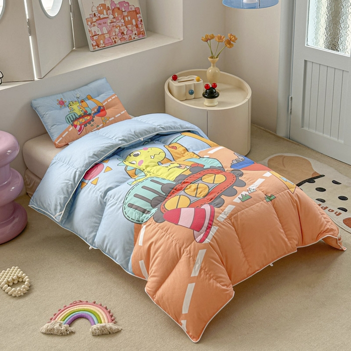 91家纺网 家纺一手货源 找家纺 暖羽屋羽绒馆 2025新款羽绒丝被芯春秋羽毛被儿童羽绒被子白鹅绒被芯婴幼儿园1.5米1.2米冬被 恐龙挖掘机