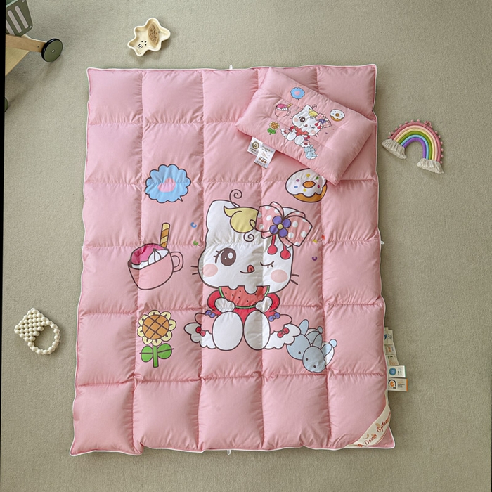 91家纺网 家纺一手货源 找家纺 暖羽屋羽绒馆 2025新款羽绒丝被芯春秋羽毛被儿童羽绒被子白鹅绒被芯婴幼儿园1.5米1.2米冬被 美食猫咪