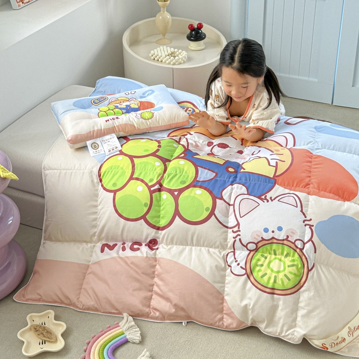 91家纺网 家纺一手货源 找家纺 暖羽屋羽绒馆 2025新款羽绒丝被芯春秋羽毛被儿童羽绒被子白鹅绒被芯婴幼儿园1.5米1.2米冬被 甜香1