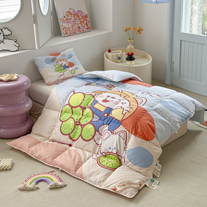 91家纺网 家纺一手货源 找家纺 暖羽屋羽绒馆 2025新款羽绒丝被芯春秋羽毛被儿童羽绒被子白鹅绒被芯婴幼儿园1.5米1.2米冬被 甜香1