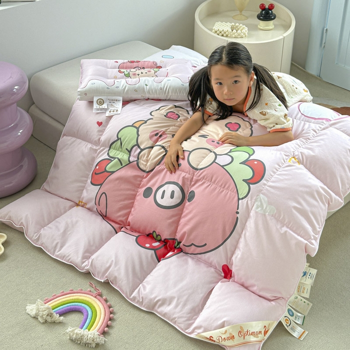 91家纺网 家纺一手货源 找家纺 暖羽屋羽绒馆 2025新款羽绒丝被芯春秋羽毛被儿童羽绒被子白鹅绒被芯婴幼儿园1.5米1.2米冬被 猪猪熊