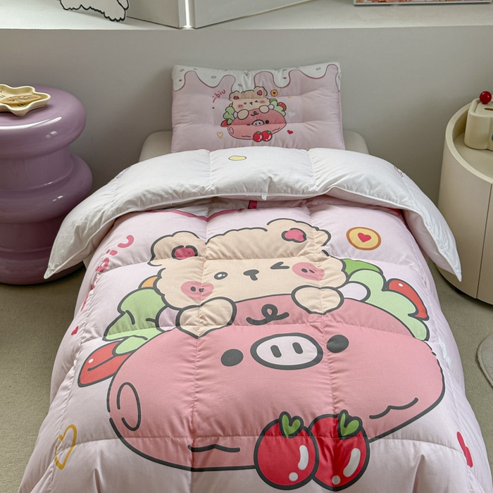 91家纺网 家纺一手货源 找家纺 暖羽屋羽绒馆 2025新款羽绒丝被芯春秋羽毛被儿童羽绒被子白鹅绒被芯婴幼儿园1.5米1.2米冬被 猪猪熊