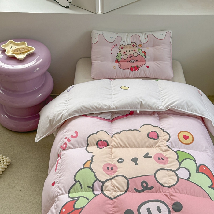 91家纺网 家纺一手货源 找家纺 暖羽屋羽绒馆 2025新款羽绒丝被芯春秋羽毛被儿童羽绒被子白鹅绒被芯婴幼儿园1.5米1.2米冬被 猪猪熊