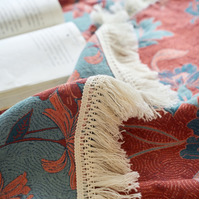 91家纺网 家纺一手货源 找家纺 春皖家纺 2025新款棉麻大提花三层纱多功能盖毯毯子 悦色