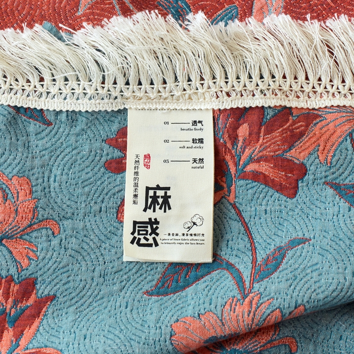 91家纺网 家纺一手货源 找家纺 春皖家纺 2025新款棉麻大提花三层纱多功能盖毯毯子 悦色