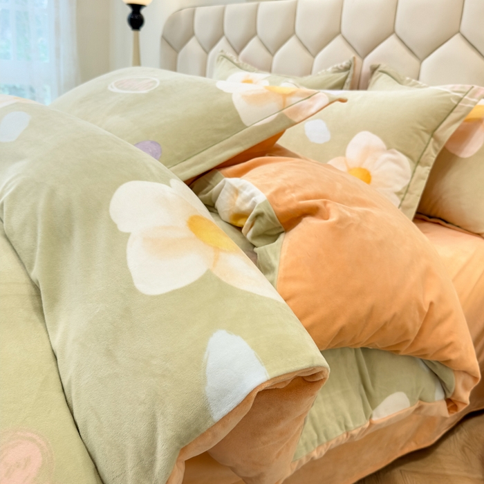 喜四方 2025新款超细旦婴儿宝宝绒印花四件套 初心-绿