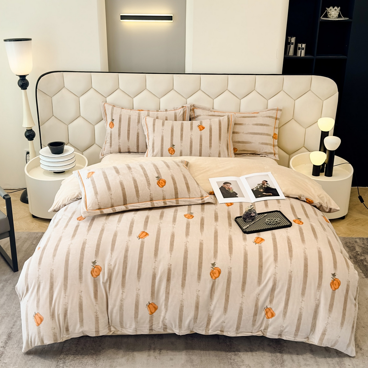 91家纺网 家纺一手货源 找家纺 喜四方 2025新款超细旦婴儿宝宝绒印花四件套 番禧