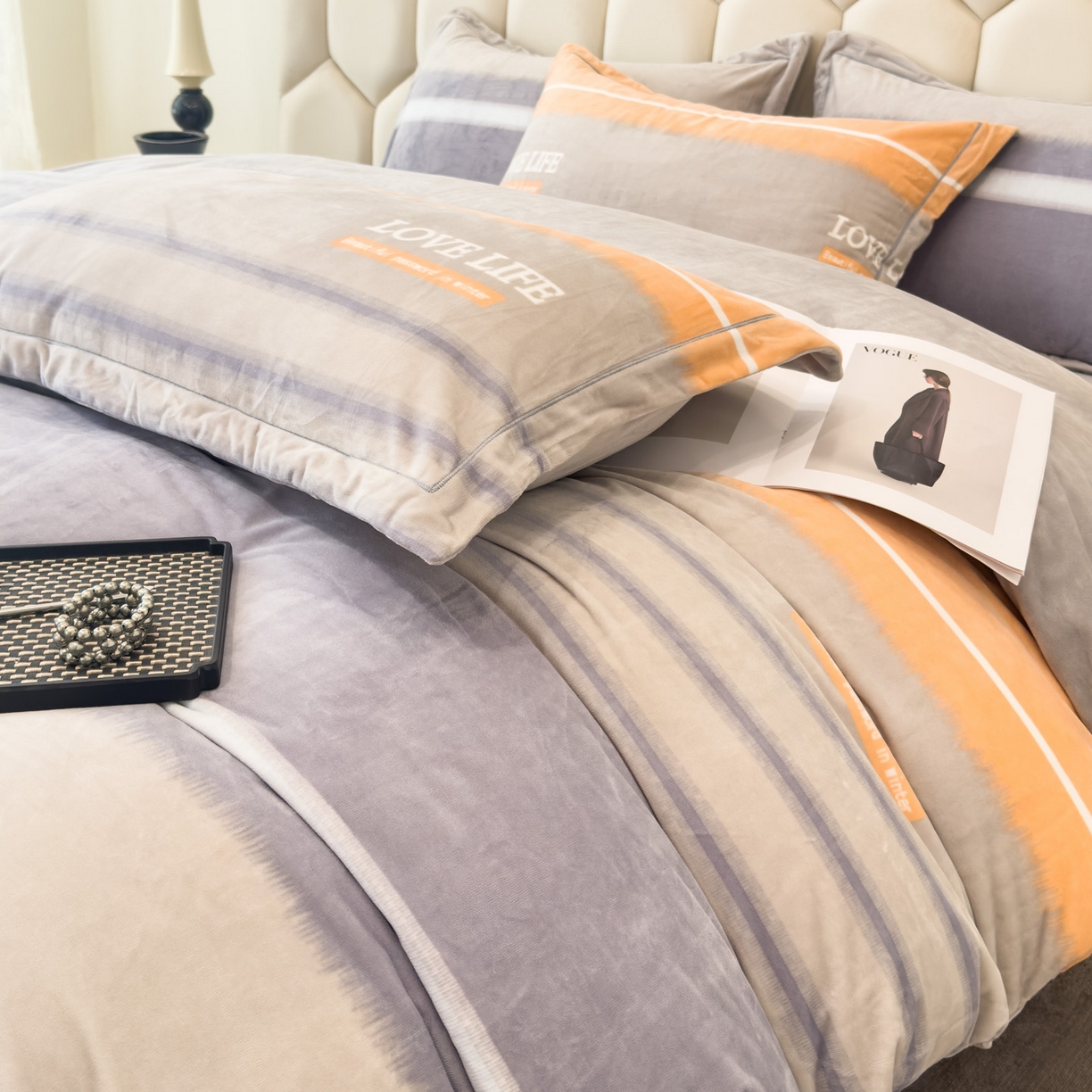 91家纺网 家纺一手货源 找家纺 喜四方 2025新款超细旦婴儿宝宝绒印花四件套 美好生活