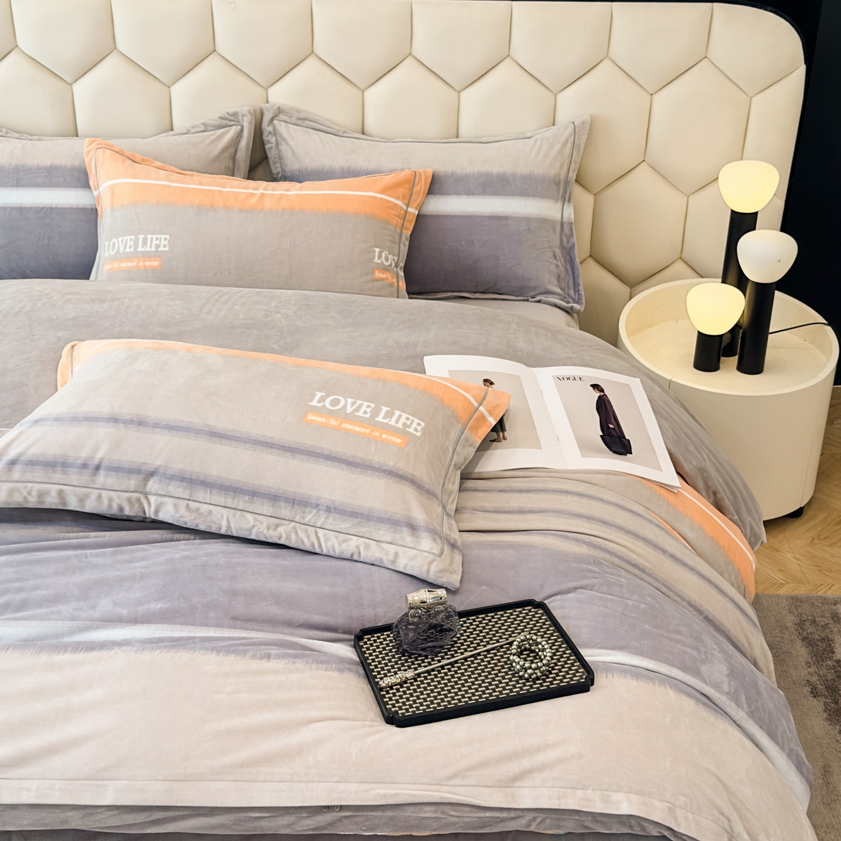 91家纺网 家纺一手货源 找家纺 喜四方 2025新款超细旦婴儿宝宝绒印花四件套 美好生活