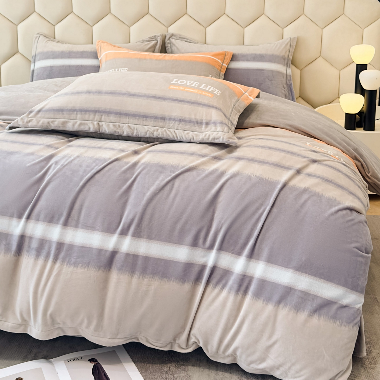 91家纺网 家纺一手货源 找家纺 喜四方 2025新款超细旦婴儿宝宝绒印花四件套 美好生活