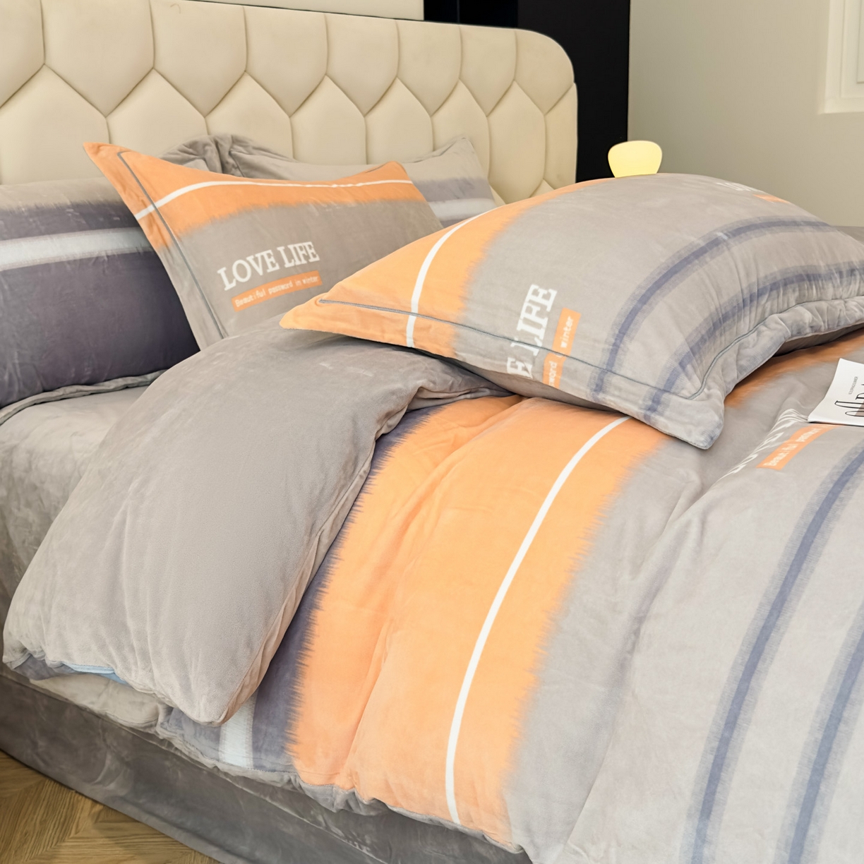 91家纺网 家纺一手货源 找家纺 喜四方 2025新款超细旦婴儿宝宝绒印花四件套 美好生活