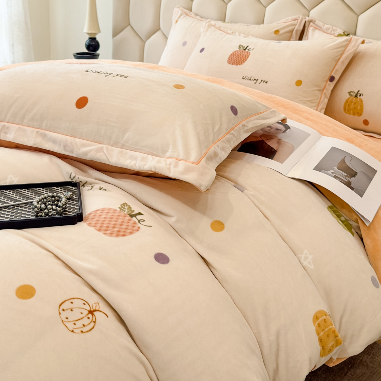 91家纺网 家纺一手货源 找家纺 喜四方 2025新款超细旦婴儿宝宝绒印花四件套 梦幻乐园 -米