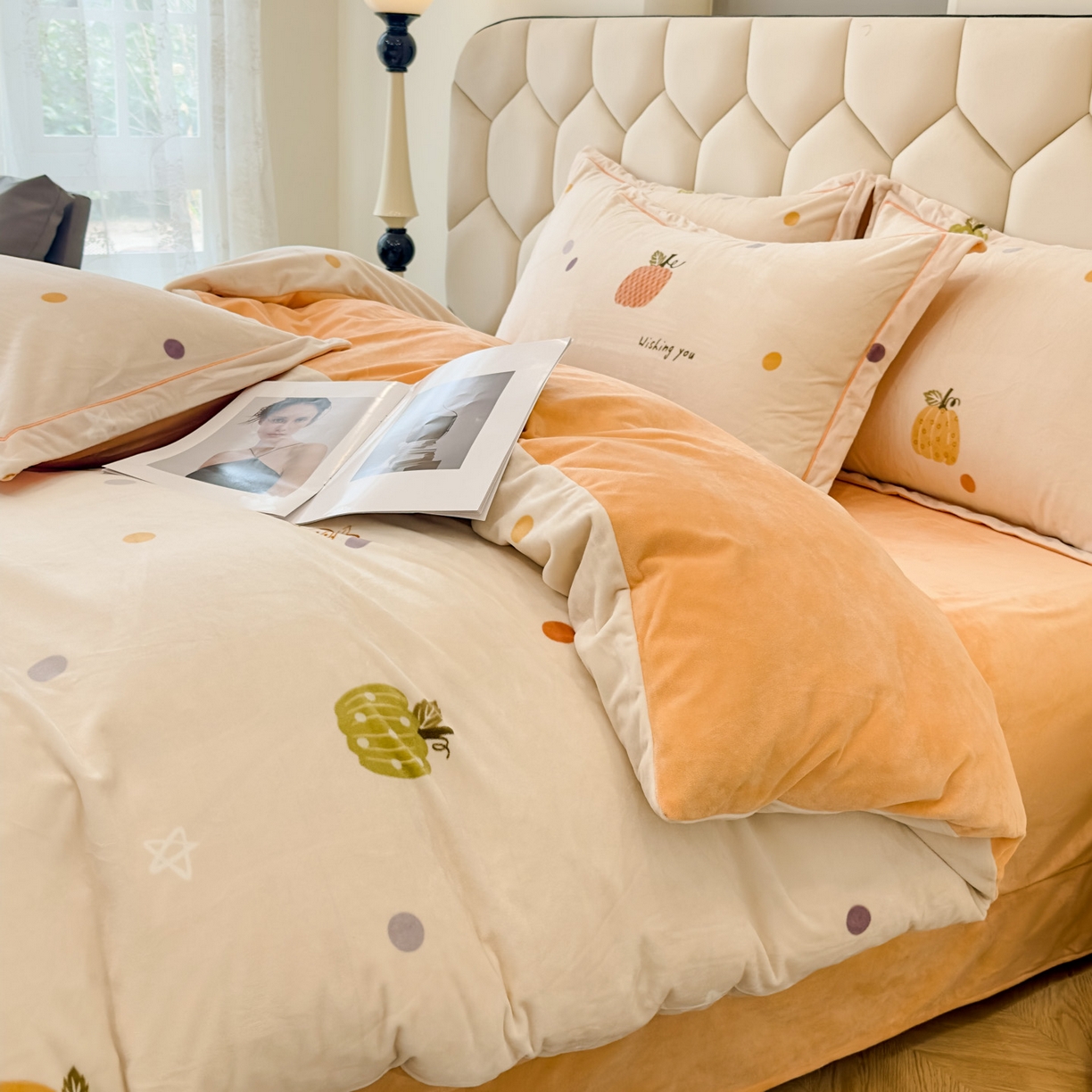 91家纺网 家纺一手货源 找家纺 喜四方 2025新款超细旦婴儿宝宝绒印花四件套 梦幻乐园 -米