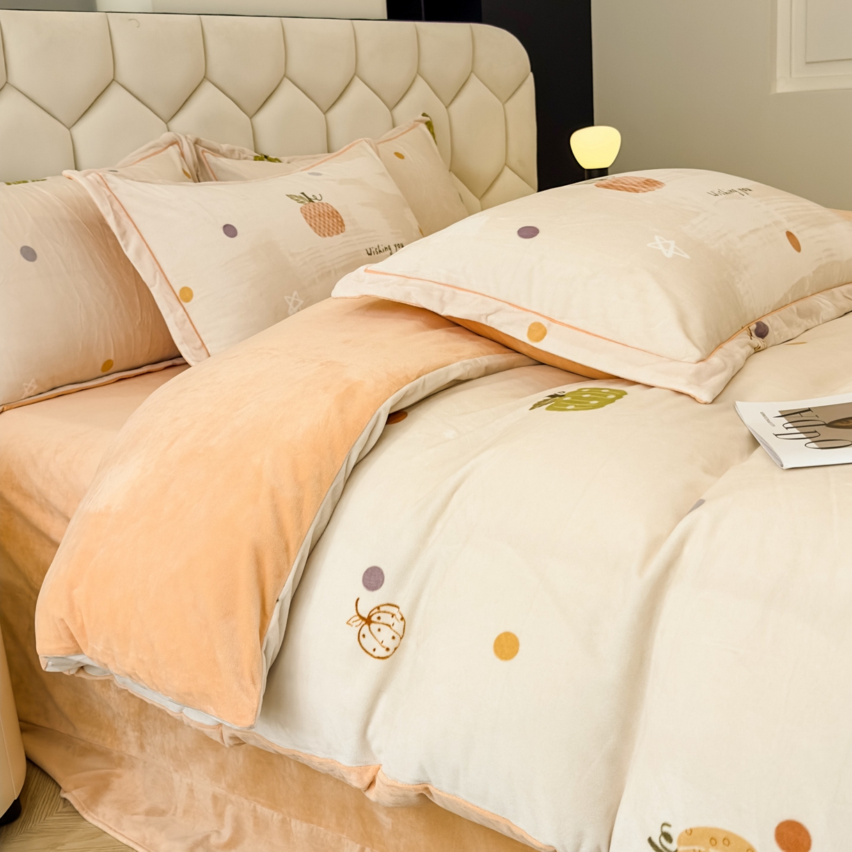 91家纺网 家纺一手货源 找家纺 喜四方 2025新款超细旦婴儿宝宝绒印花四件套 梦幻乐园 -米