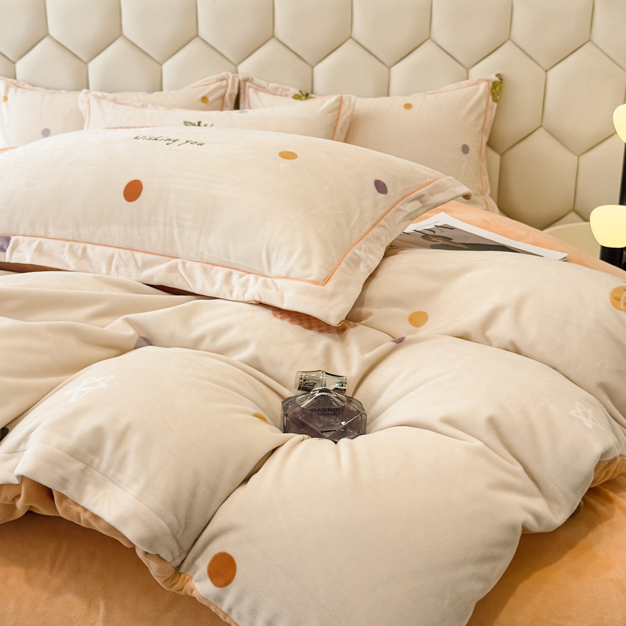 91家纺网 家纺一手货源 找家纺 喜四方 2025新款超细旦婴儿宝宝绒印花四件套 梦幻乐园 -米