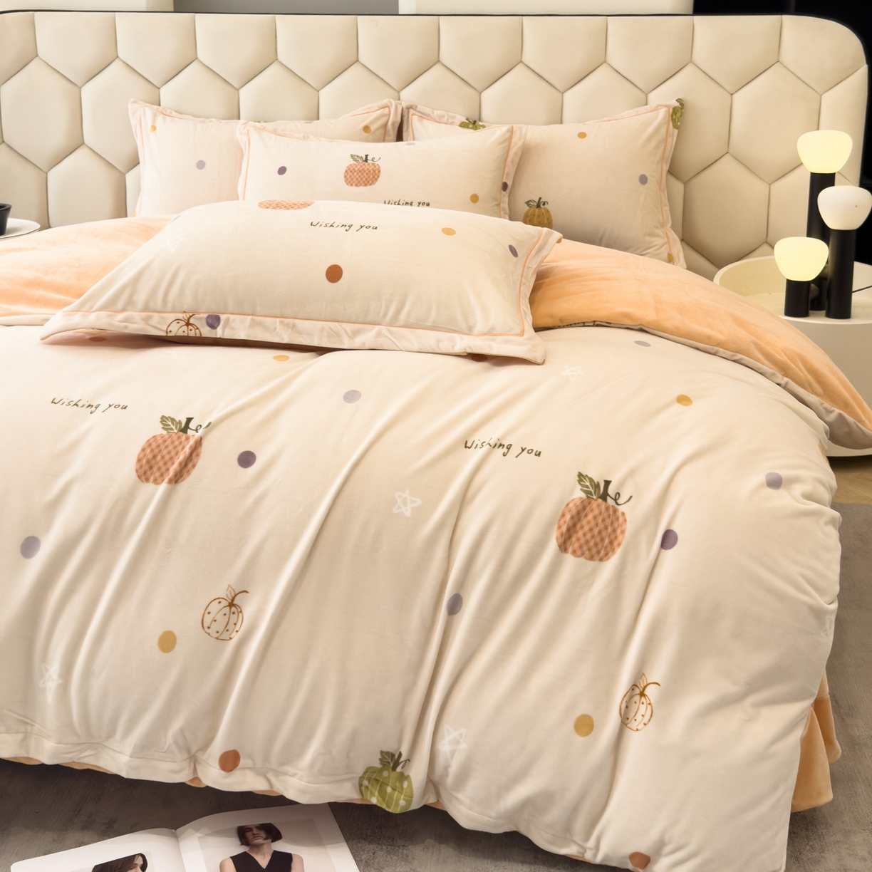 91家纺网 家纺一手货源 找家纺 喜四方 2025新款超细旦婴儿宝宝绒印花四件套 梦幻乐园 -米