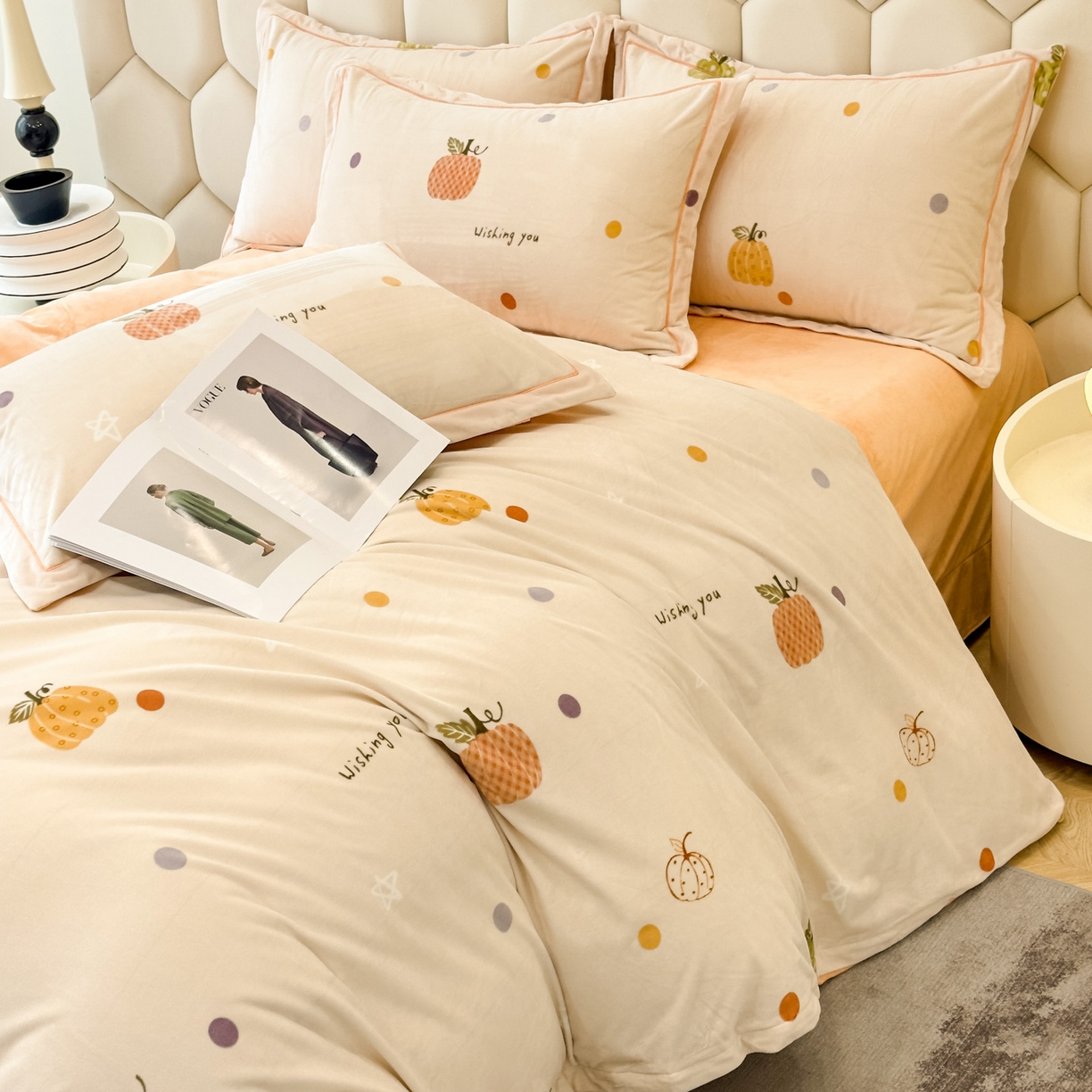 91家纺网 家纺一手货源 找家纺 喜四方 2025新款超细旦婴儿宝宝绒印花四件套 梦幻乐园 -米