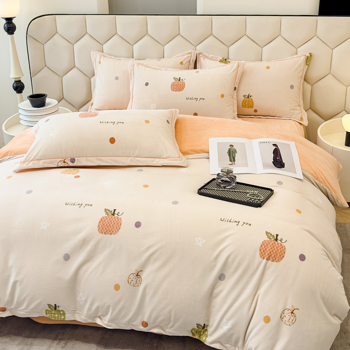 91家纺网 家纺一手货源 找家纺 喜四方 2025新款超细旦婴儿宝宝绒印花四件套 梦幻乐园 -米