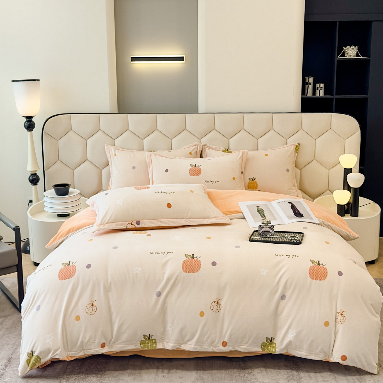 91家纺网 家纺一手货源 找家纺 喜四方 2025新款超细旦婴儿宝宝绒印花四件套 梦幻乐园 -米