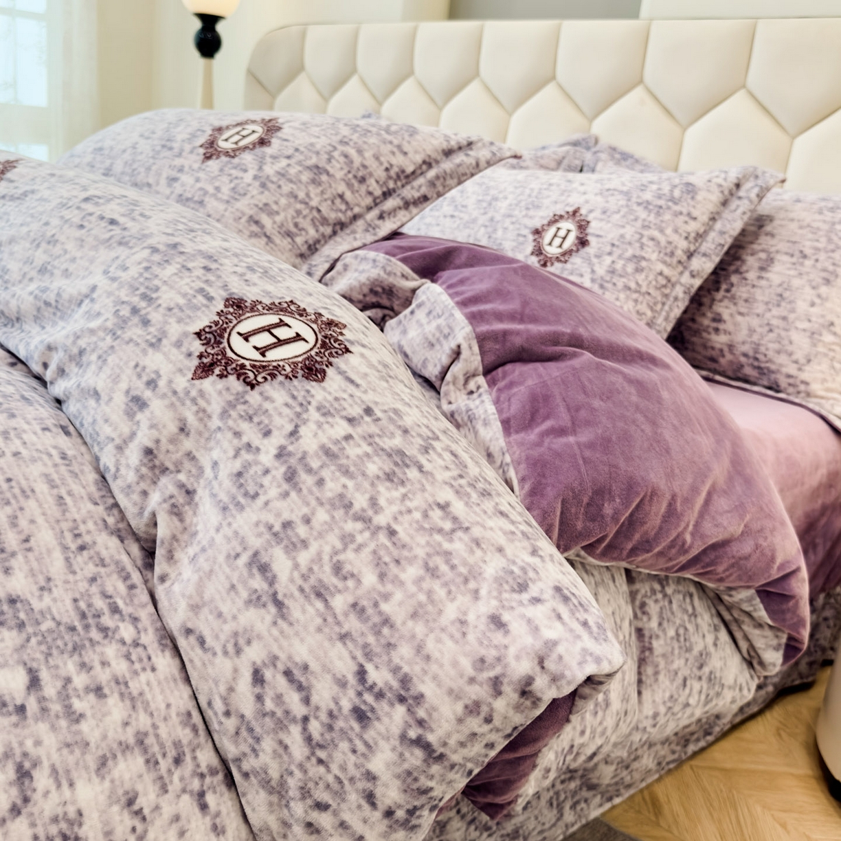 喜四方 2025新款超细旦婴儿宝宝绒印花四件套 暮光之城-灰紫