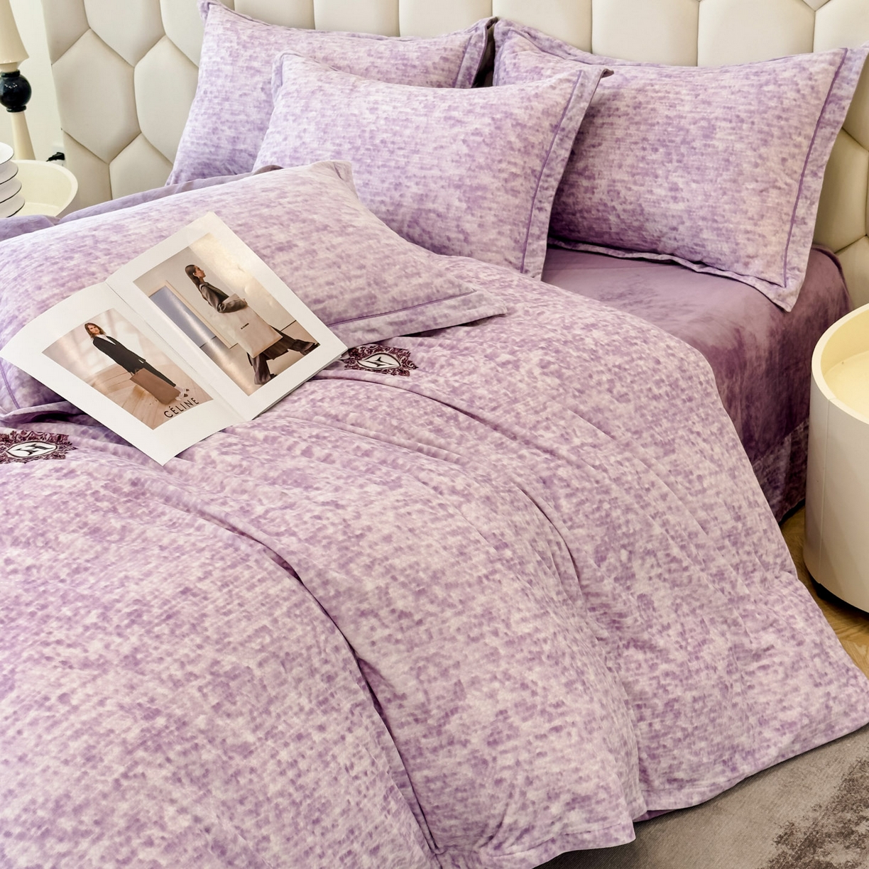 91家纺网 家纺一手货源 找家纺 喜四方 2025新款超细旦婴儿宝宝绒印花四件套 暮光之城-紫