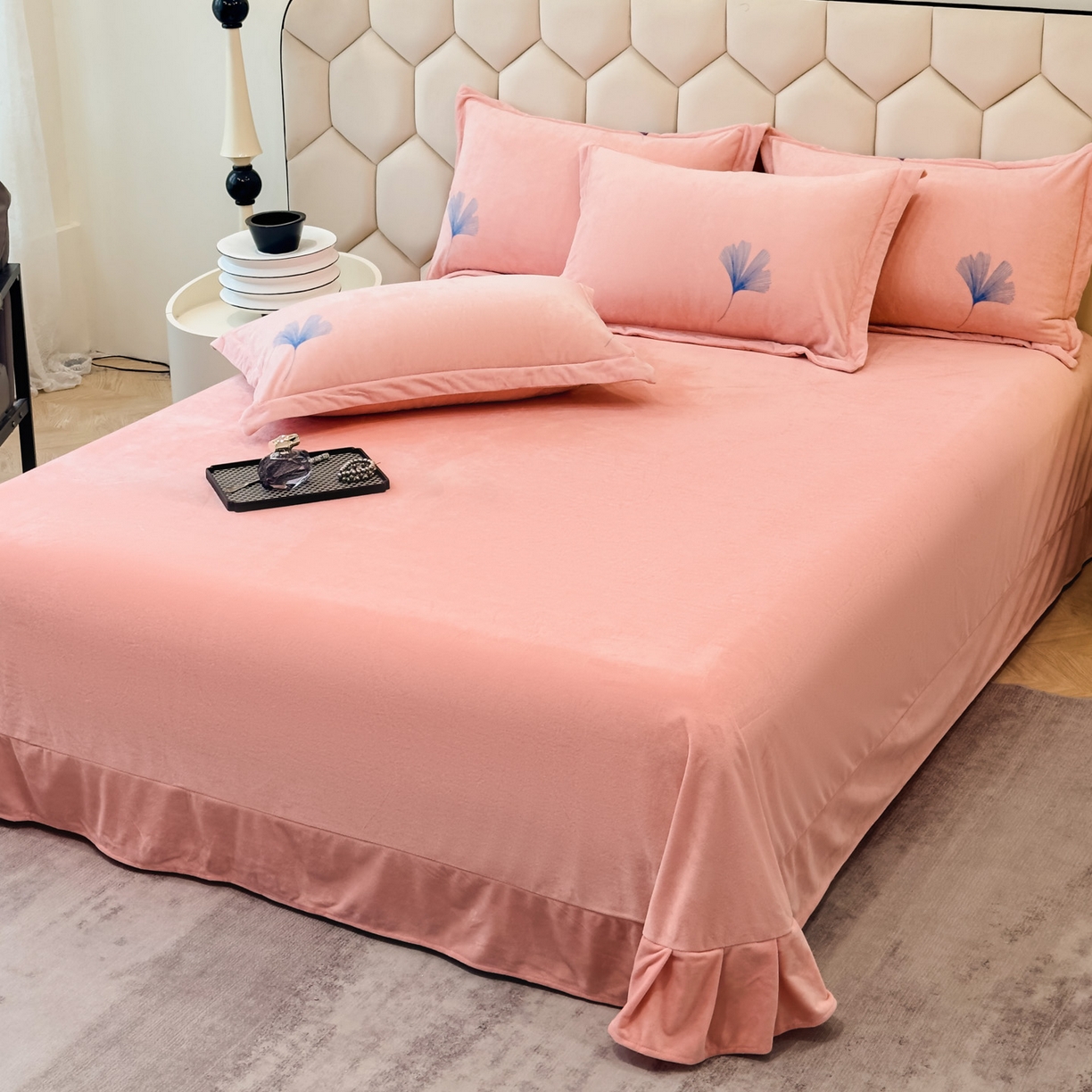 91家纺网 家纺一手货源 找家纺 喜四方 2025新款超细旦婴儿宝宝绒印花四件套 森沐