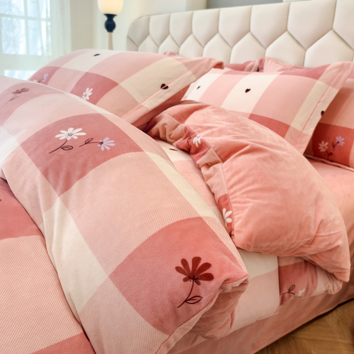 喜四方 2025新款超细旦婴儿宝宝绒印花四件套 盛夏晚晴-粉