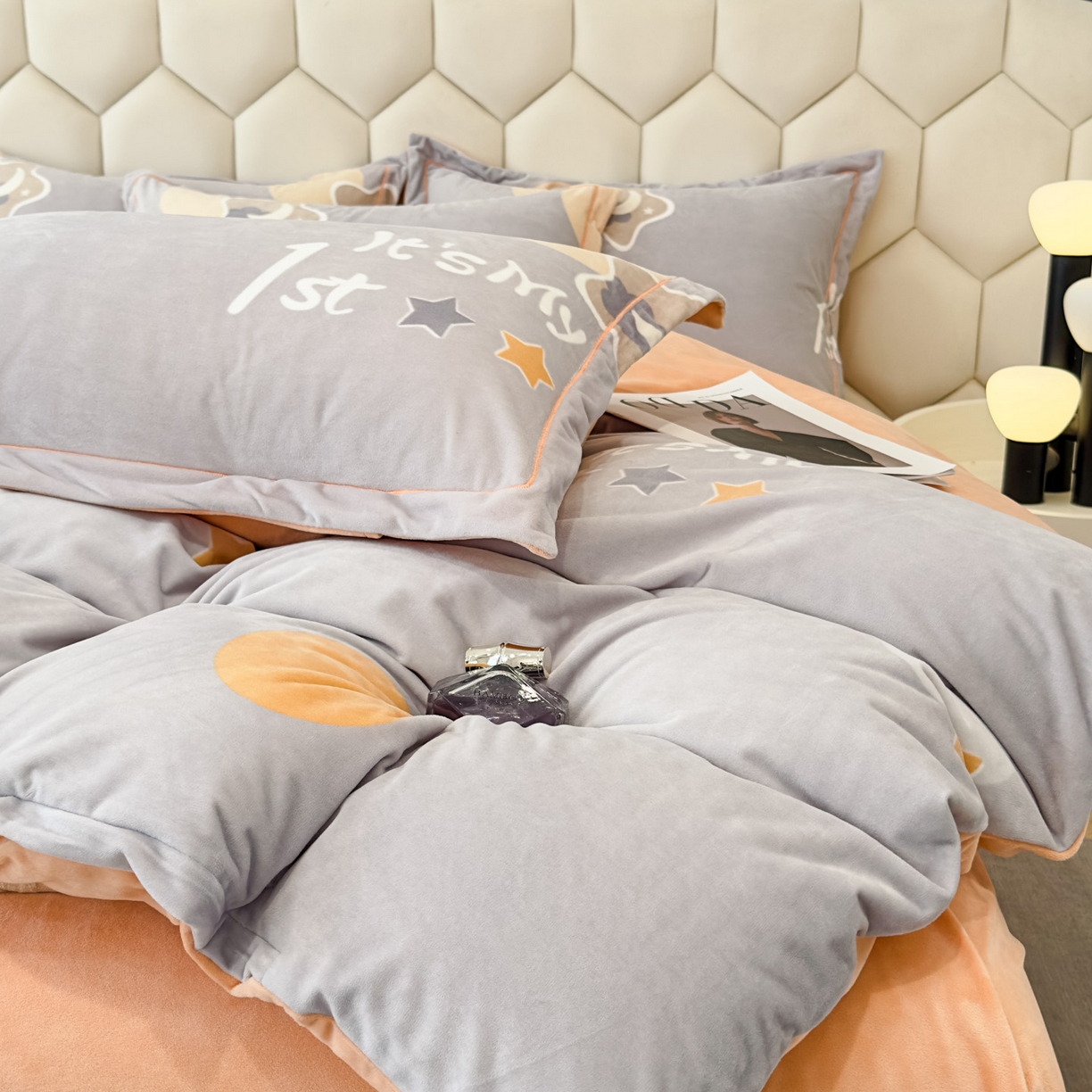 91家纺网 家纺一手货源 找家纺 喜四方 2025新款超细旦婴儿宝宝绒印花四件套 时宜