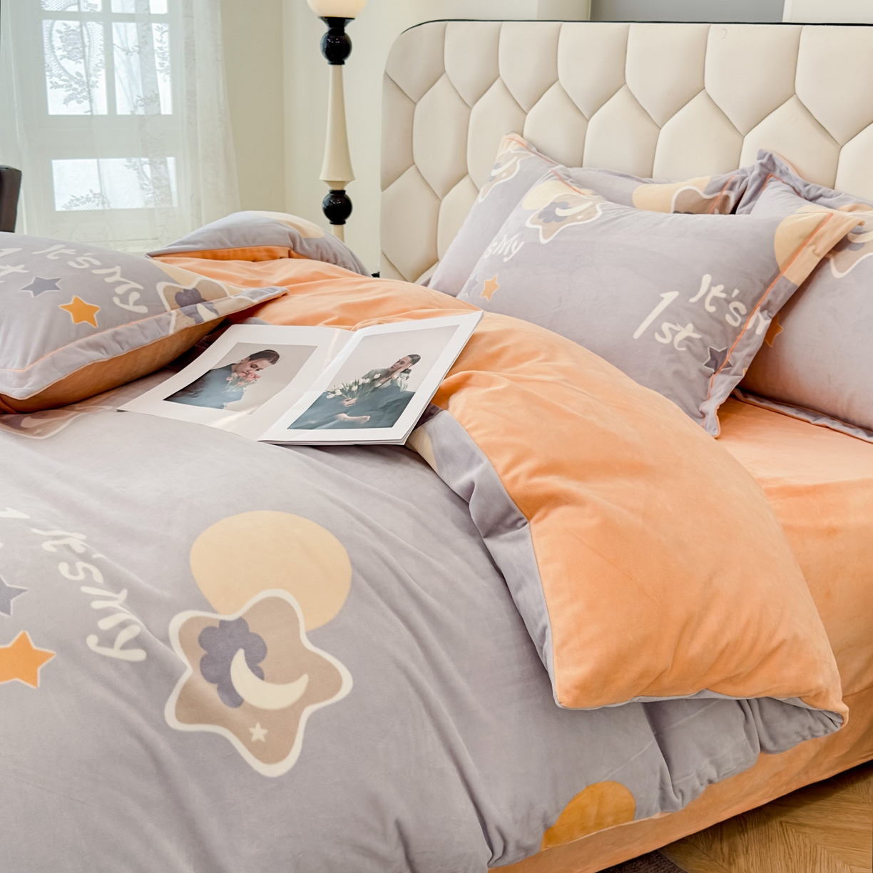 91家纺网 家纺一手货源 找家纺 喜四方 2025新款超细旦婴儿宝宝绒印花四件套 时宜