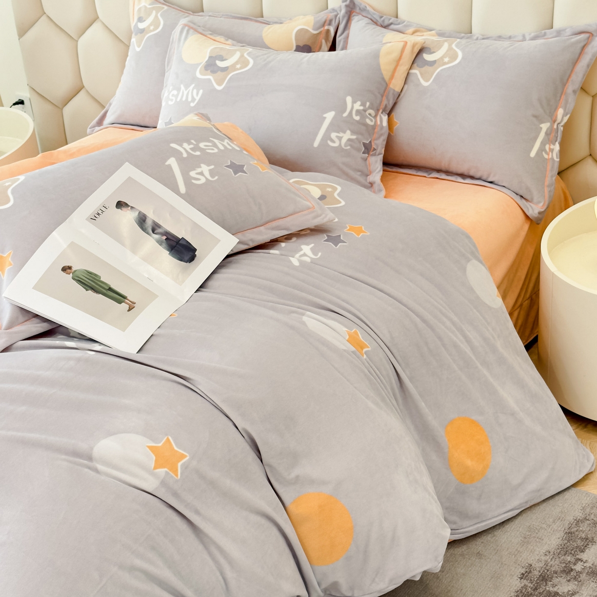 91家纺网 家纺一手货源 找家纺 喜四方 2025新款超细旦婴儿宝宝绒印花四件套 时宜