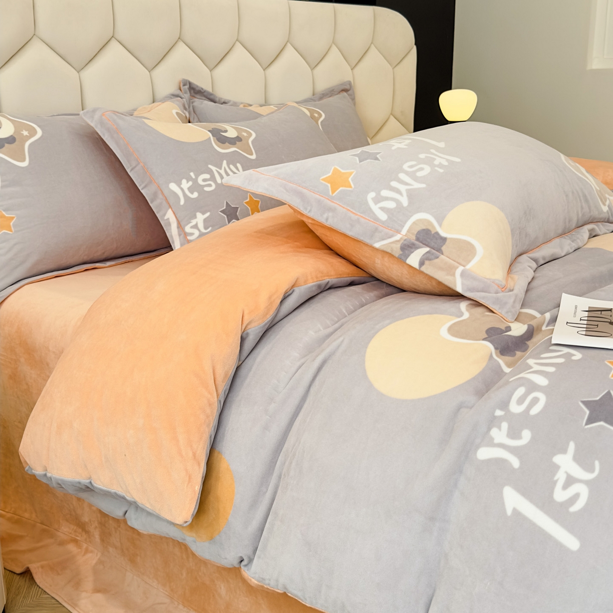 91家纺网 家纺一手货源 找家纺 喜四方 2025新款超细旦婴儿宝宝绒印花四件套 时宜