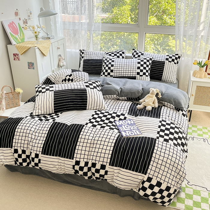 91家纺网 家纺一手货源 找家纺 雅居纺家纺 2025新款高克重牛奶绒印花单被套 四宫格