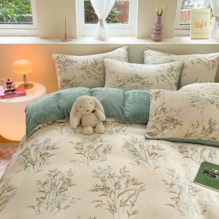 91家纺网 家纺一手货源 找家纺 雅居纺家纺 2025新款高克重牛奶绒印花单被套 仙草