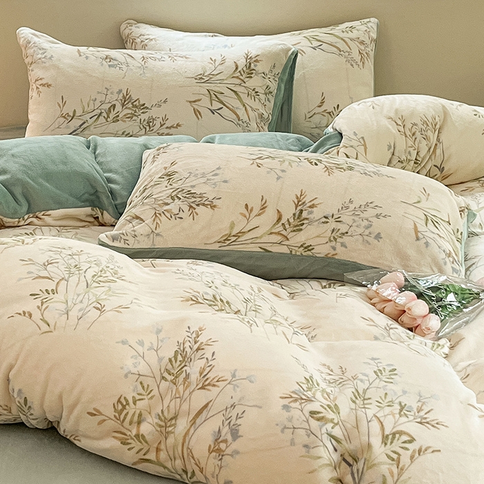 91家纺网 家纺一手货源 找家纺 雅居纺家纺 2025新款高克重牛奶绒印花单被套 仙草