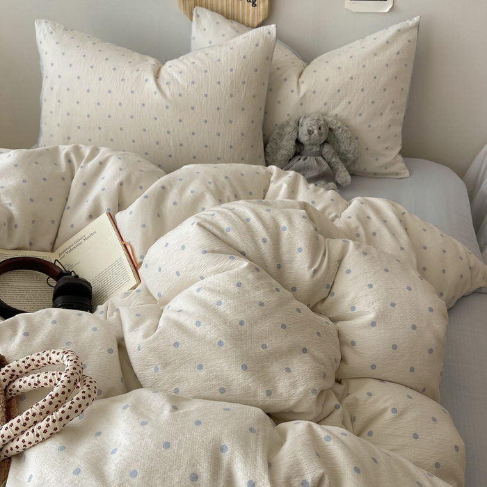 91家纺网 家纺一手货源 找家纺 （总）铺尚美家纺 2025新款亲肤舒适A类云感双层纱印花小清新四件套（提供买家秀）