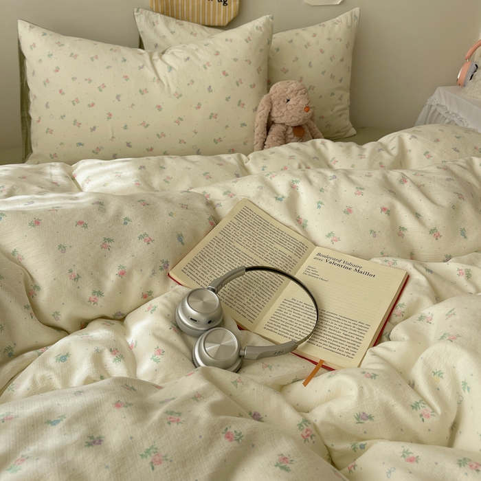 91家纺网 家纺一手货源 找家纺 （总）铺尚美家纺 2025新款亲肤舒适A类云感双层纱印花小清新四件套（提供买家秀）