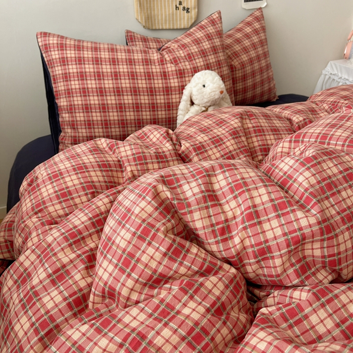 91家纺网 家纺一手货源 找家纺 （总）铺尚美家纺 2025新款亲肤舒适A类云感双层纱印花小清新四件套（提供买家秀）