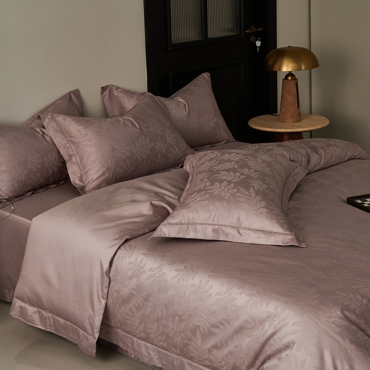 91家纺网 家纺一手货源 找家纺 顾家家居 2025新款亲肤舒适全棉纯棉提花四件套 晨韵--桃茉粉