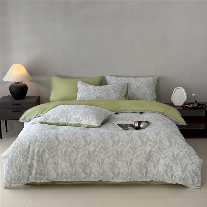 91家纺网 家纺一手货源 找家纺 琪格格纺织 2025新款全棉纯棉双层纱提花四件套 双层纱-花样年华-绿