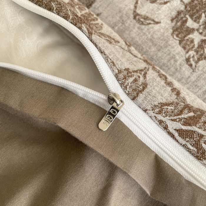 91家纺网 家纺一手货源 找家纺 琪格格纺织 2025新款全棉纯棉双层纱提花四件套 双层纱-蔓春咖