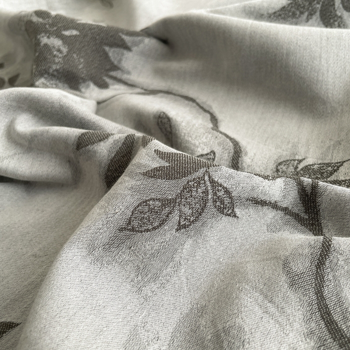 91家纺网 家纺一手货源 找家纺 琪格格纺织 2025新款全棉纯棉双层纱提花四件套 双层纱-南枝灰