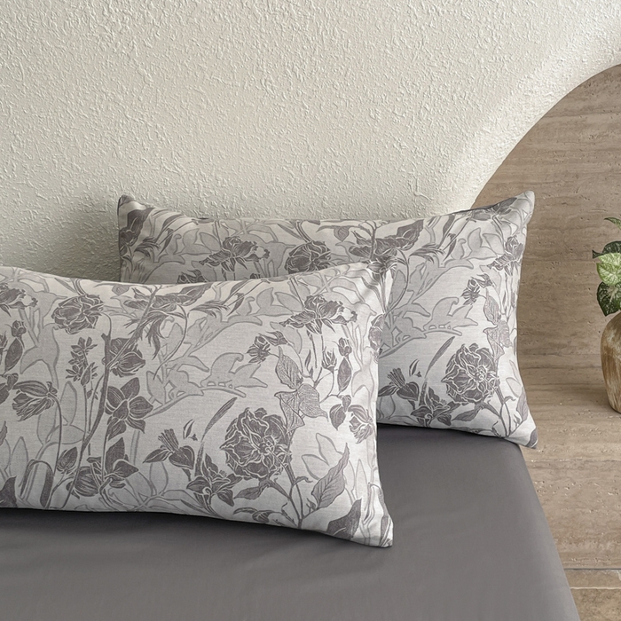 91家纺网 家纺一手货源 找家纺 琪格格纺织 2025新款全棉纯棉双层纱提花四件套 双层纱-洛丽塔灰