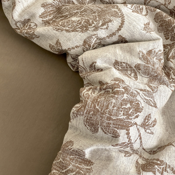 91家纺网 家纺一手货源 找家纺 琪格格纺织 2025新款全棉纯棉双层纱提花四件套 双层纱-蔓春咖