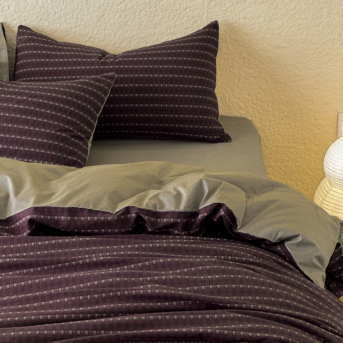 91家纺网 家纺一手货源 找家纺 琪格格纺织 2025新款全棉纯棉双层纱提花四件套 双层纱-时光里-红