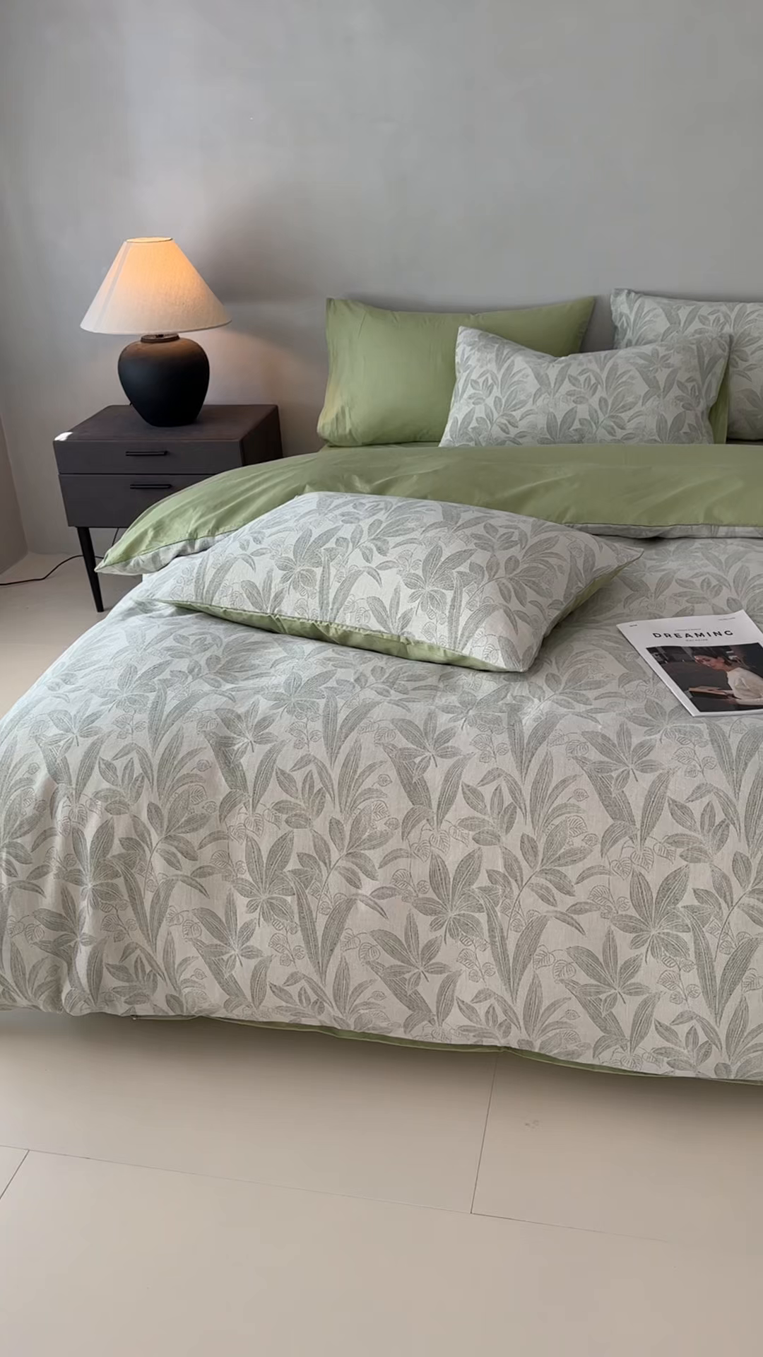 91家纺网 家纺一手货源 找家纺 琪格格纺织 2025新款全棉纯棉双层纱提花四件套 双层纱-花样年华-绿