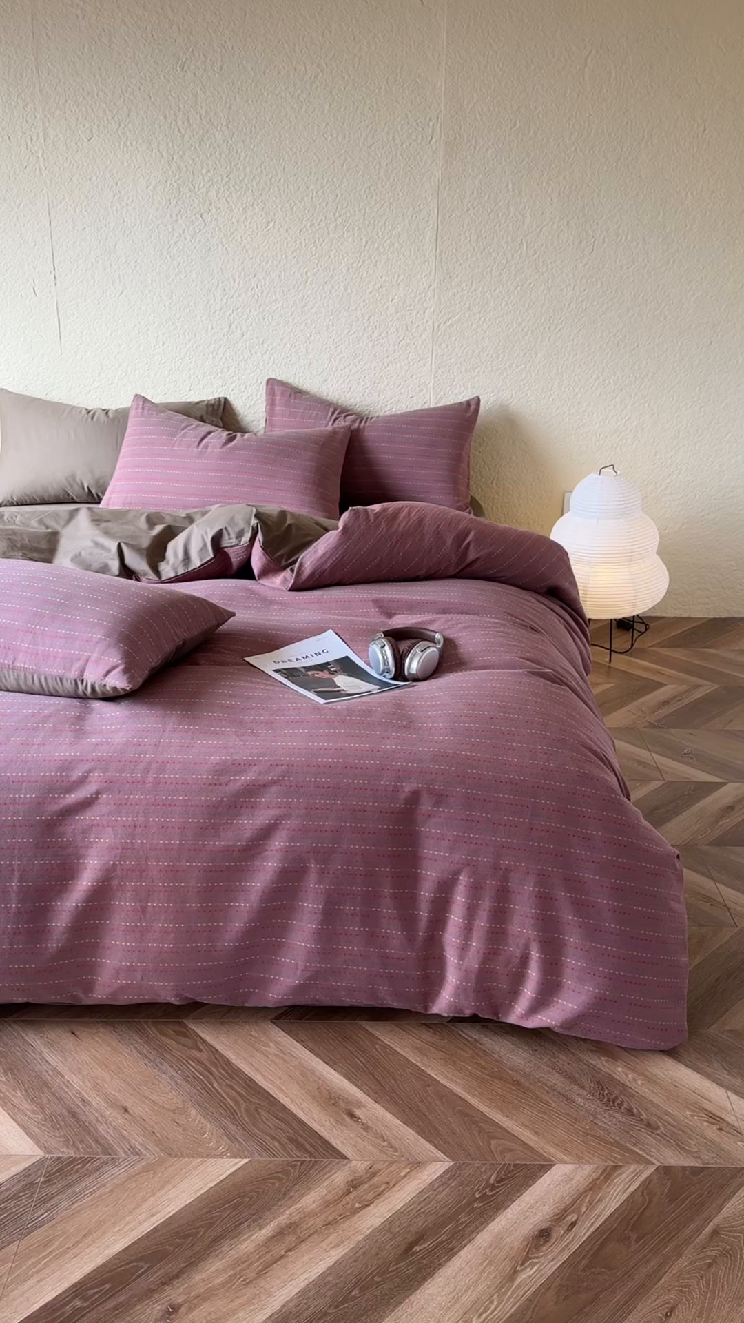 91家纺网 家纺一手货源 找家纺 琪格格纺织 2025新款全棉纯棉双层纱提花四件套 双层纱-时光里-豆沙