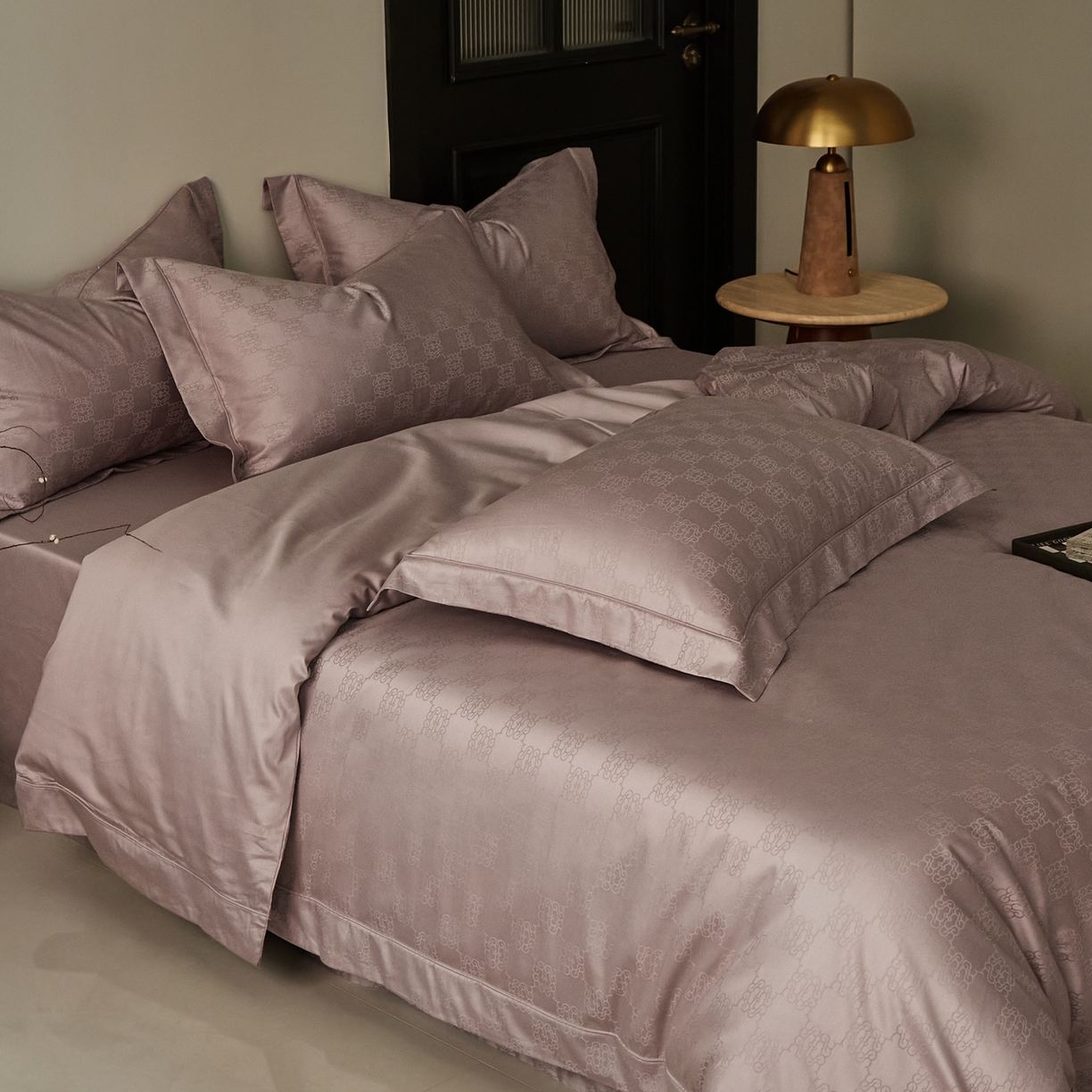 91家纺网 家纺一手货源 找家纺 顾家家居 2025新款亲肤舒适全棉纯棉提花四件套 卡牧斯-桃茉粉