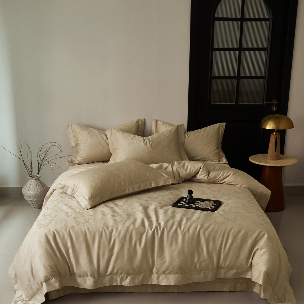 顾家家居 2025新款亲肤舒适全棉纯棉提花四件套 妮娅--河石金